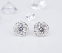 14k White Gold Stud Earrings Round Moissanite Solitaire EG2447