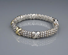 Five Station X Lagos Caviar Bracelet 18k Gold Sterling Silver 6.75" 9mm BS2972