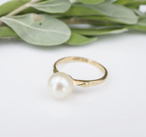 Vintage Mikimoto Pearl Ring 14k Gold Solitaire Stackable Size 3 7mm RG3843