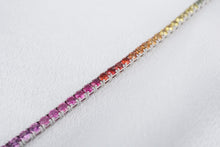 NEW 14k White Gold 7.5 ctw Natural Sapphire Rainbow Tennis Bracelet 7.5" BG894A