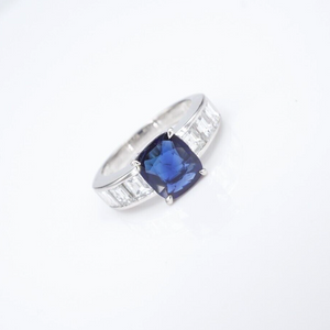 Burma Sapphire Diamond Ring GIA No Heat Platinum Engagement Cocktail Sz 7 RG4230