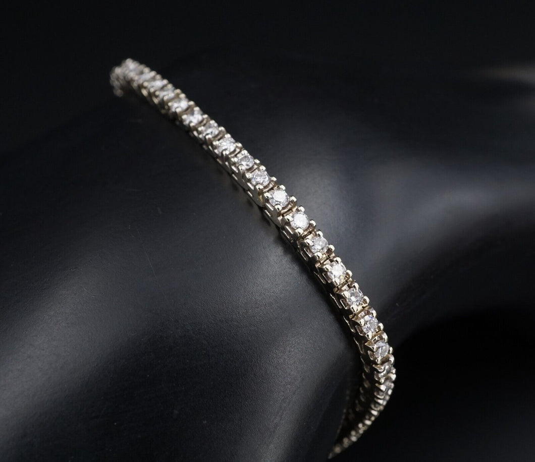 Classic 14k White Gold 1.9 carat Natural Diamond Tennis Bracelet 7.25