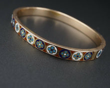 Imperial Russian Enamel Stone Inlay Bangle Bracelet 6.5" Yakov Lyapunov CO790