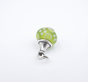 James Avery Lime Green Dot Glass Finial Charm Sterling Silver Retired CHS1994