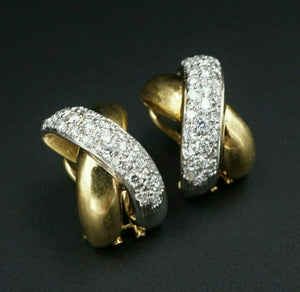 Roberto Coin 18k Gold Diamond Earrings Pave Vintage X Crossover Omega EG1981