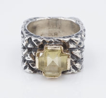 Dian Malouf Ring Sterling Silver 14k Citrine Cross Cigar Band Size 5.75 RS3476