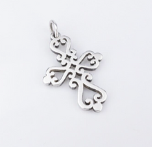 James Avery Spanish Mission Scrolled Heart Cross Pendant Sterling Silver CHS1973
