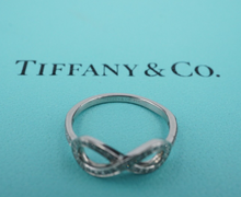 Tiffany & Co. Diamond Infinity Band Ring Platinum 1.6 mm Size 6 w/ Box RG4304