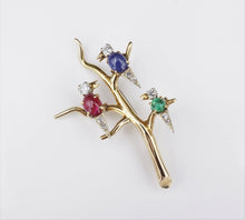 Van Cleef & Arpels VCA 18k Gold Ruby Sapphire Emerald Bird Brooch Pin 2" OG440