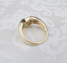 Vintage Alwand Vahan 14k Yellow Gold Diamond Emerald Crossover Ring Sz 7 RG3807