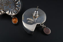 NWOT Darla Nordstrom Sterling Silver Ammonite Amber Fossil Earrings 1" ES2297