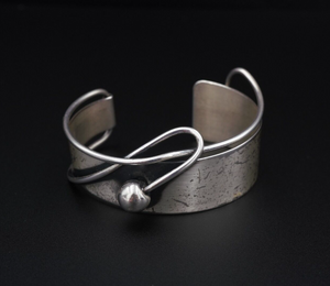 Sterling Silver Otto Robert Bade ORB Cuff Bracelet Modern Wavy 6.75" 20 BS2667