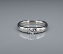 Diamond Ring Platinum Solitaire Stackable Semi Bezel Size 6.5 Euro Shank RG4369