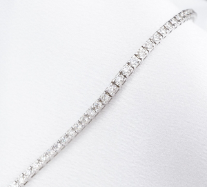 Classic 14k White Gold 3 carat Natural Diamond Tennis Bracelet 7" In Line BG892