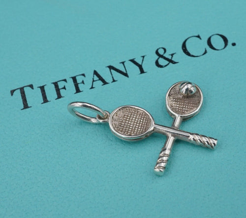 Tiffany Double Tennis Racket Ball Charm Sterling Silver Pendant 1