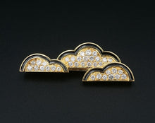 Vintage OJ Perrin 18k Yellow Gold Diamond Enamel Cloud Brooch France 1.5" OG432