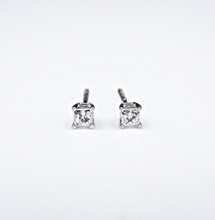 14k White Gold Diamond Stud Earrings Princess Screw Back 0.24ct Natural EG2428