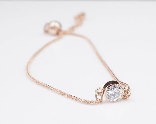 New 14k Rose Gold 0.25 carat Diamond Bolo Bracelet Adjustable 6-8