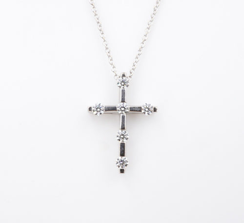 18k White Gold Hearts on Fire Divine Diamond Cross Pendant Retired HOF NG1538