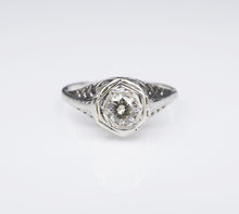 Antique Diamond Engagement Ring 14k 18k White Gold Filigree Size 9 RG3826