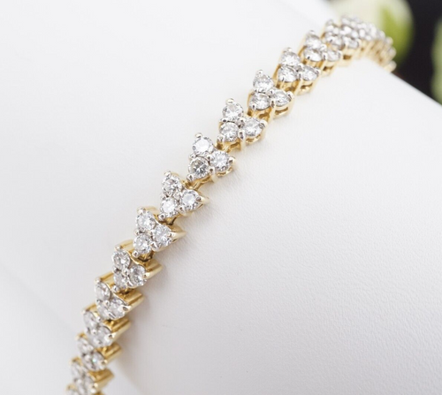 Unique 14k Natural Diamond Tennis Bracelet 6ctw Yellow Gold 7.5