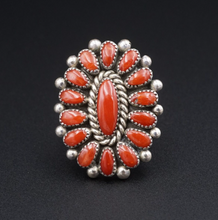 Zuni Coral Petit Point Ring Alice Quam Sterling Silver Artisan Size 7 RS3519