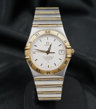 Vtg Omega Constellation SS 18k Gold 35mm Watch Roman Bezel Mens Automatic CO1136