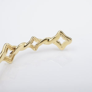 David Yurman Venetian Diamond Bracelet Quatrefoil Single Row Cuff 18k Gold BG930