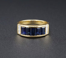 18K Yellow Gold 3 carat Sapphire Diamond Band Ring Size 7.25 RG3330