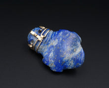 Carved Lapis Tribal Head 18k Gold Natural Diamond 2.4" Pendant BOHO PG1855