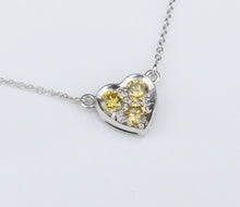 Platinum Natural Fancy Yellow Diamond Heart Pendant Necklace 18" NG957D