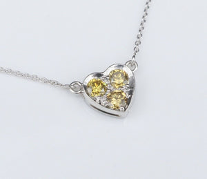 Platinum Natural Fancy Yellow Diamond Heart Pendant Necklace 18" NG957D