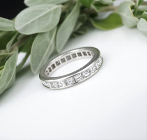 Platinum 2 carat Natural Diamond Eternity Band Ring Anniversary Size 6.5 RG3847