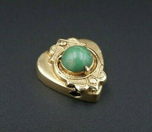Antique Victorian Solid 14k Yellow Gold Heart Turquoise Slide Charm CHS1558