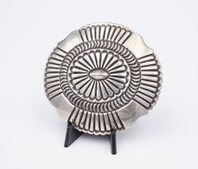 Leonard Maloney Navajo Sterling Silver Concho Belt Buckle 1.25" Hand Stamp M1908
