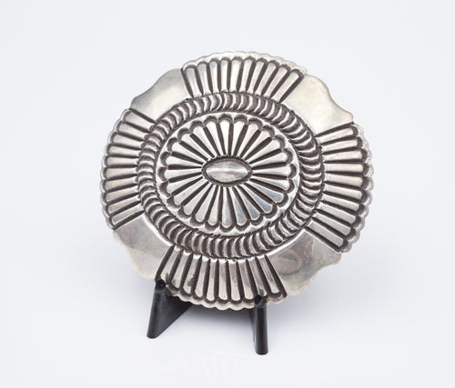 Leonard Maloney Navajo Sterling Silver Concho Belt Buckle 1.25