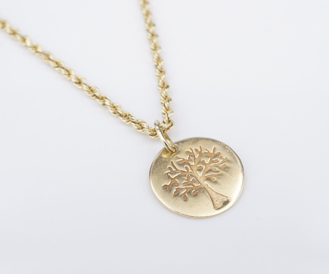 14k Yellow Gold Tree of Life Pendant Necklace 18