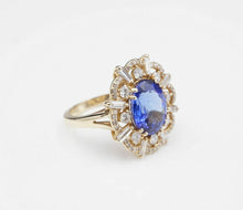 EFFY 14k Yellow Gold 5.7 Carat Natural Tanzanite Diamond Halo Ring Sz 7.25 CO411