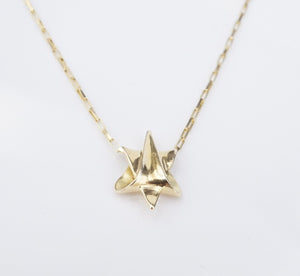 14k Yellow Gold Origami Star of David Pendant Necklace 24" Signed NG1603