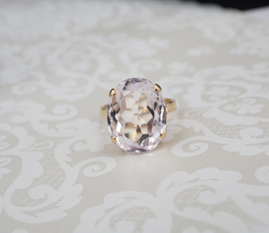 Morganite Cocktail Candy Ring 18k Yellow Gold Pink Beryl 8.5ct Size 6.25 RG3600