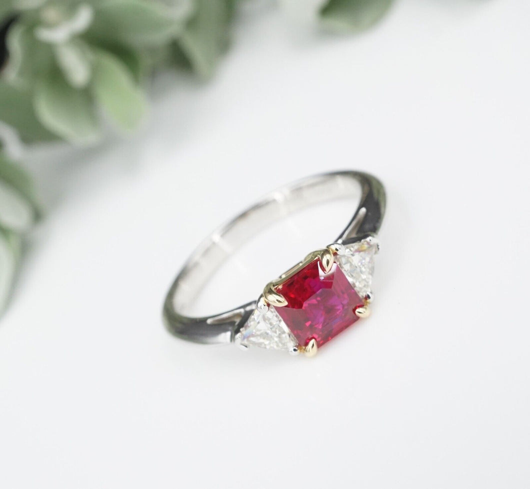 Tiffany Platinum 18k Natural Burma Ruby Diamond Ring Sz 7 GIA 1.6ct Box RG3798