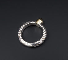 Jonah Grossbardt Sterling Silver 18k Gold Bullet Cable Band Ring Sz 6.25 RS3148