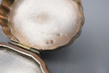 Antique Pill Box Silver Painted Enamel Trinket Italy 2" Hand Engraved M1945