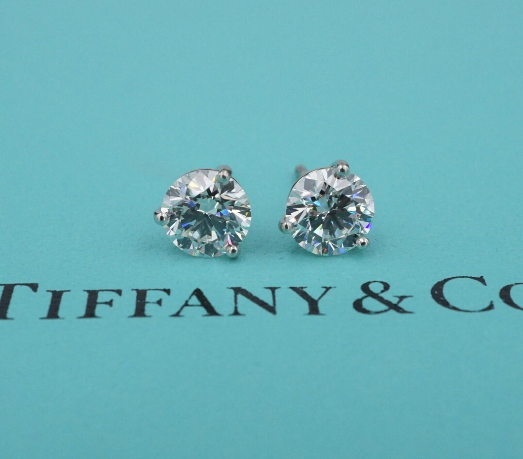 Tiffany Diamond Stud Earrings 2.5ct Carat Platinum VS1 I $40k Appraisal CO1114