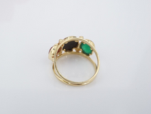 Vintage 14K Yellow Gold Carnelian Onyx Scarab Beetle 3 Stone Ring Sz 6.75 RG3644