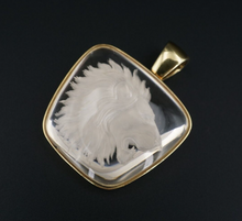 Designer 18K Yellow Gold Crystal Lion Head Pendant 1.75" Vintage PG1891