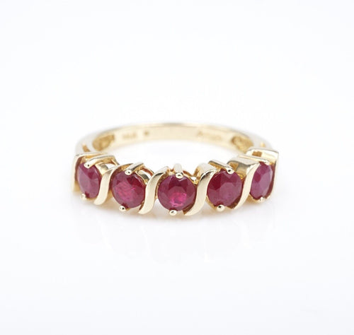 14k Ruby Stackable Band Gold Natural 1 ctw Ring Size 7 S-Link RG4180