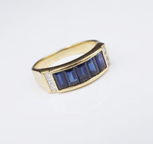 18K Yellow Gold 3 carat Sapphire Diamond Band Ring Size 7.25 RG3330