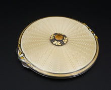 1937 Yellow Enamel Compact Sterling Silver Adie Brothers Ltd England M1697