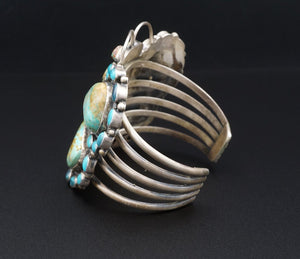 Vintage Navajo Turquoise Butterfly Cuff Bracelet Sterling Silver Signed BS2901